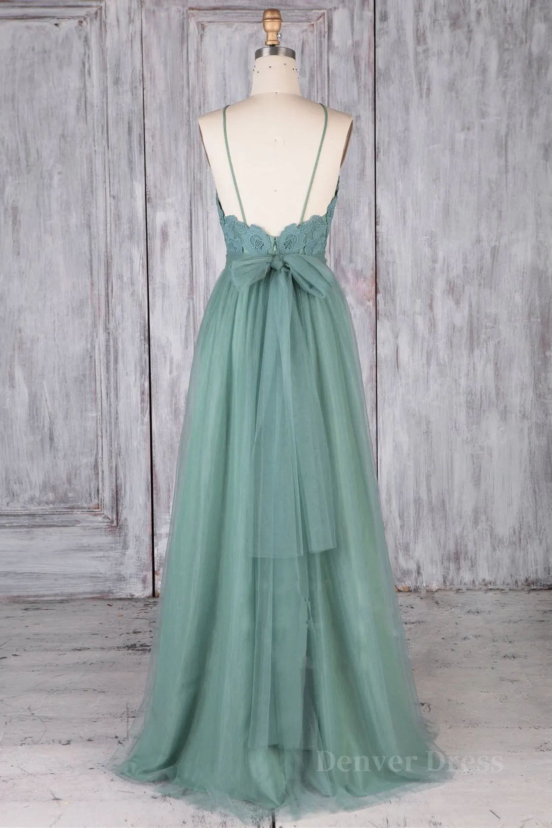 A Line Backless Lace Green Long Prom Dresses Backless Green Lace Formal Graduation Evening Dresses