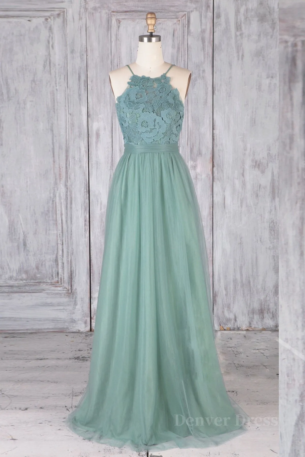 A Line Backless Lace Green Long Prom Dresses Backless Green Lace Formal Graduation Evening Dresses