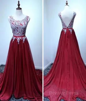 A Line Open Back Lace Burgundy Prom Dresses Burgundy Formal Dresses