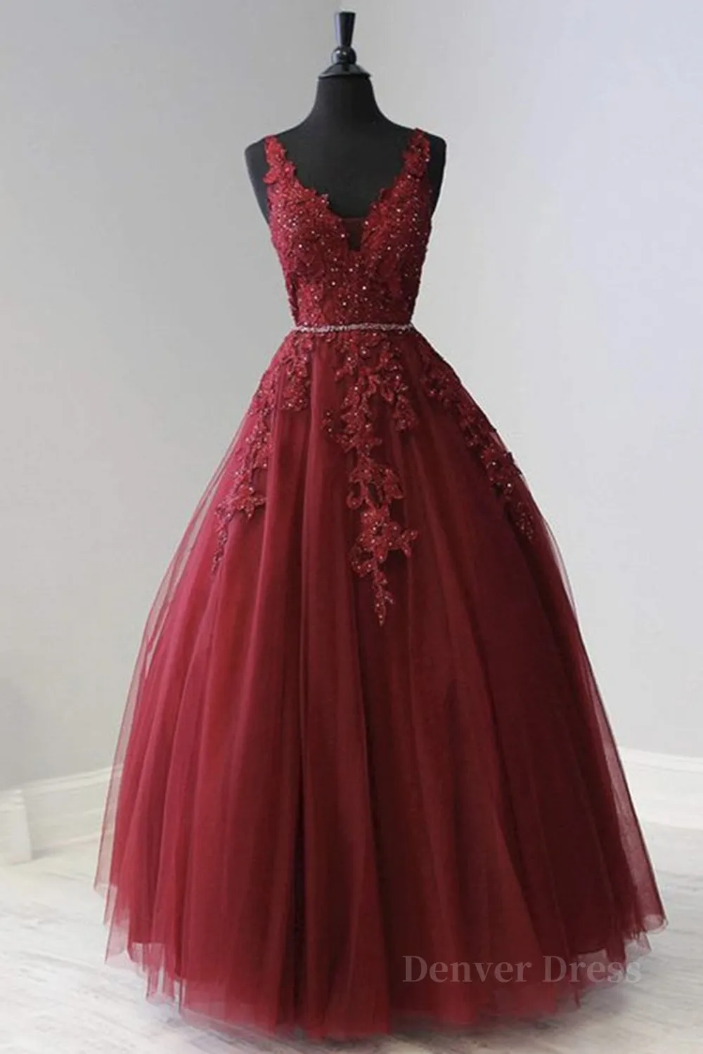 A Line V Neck Burgundy Lace Prom Dresses Burgundy Lace Formal Dresses Burgundy Evening Dresses