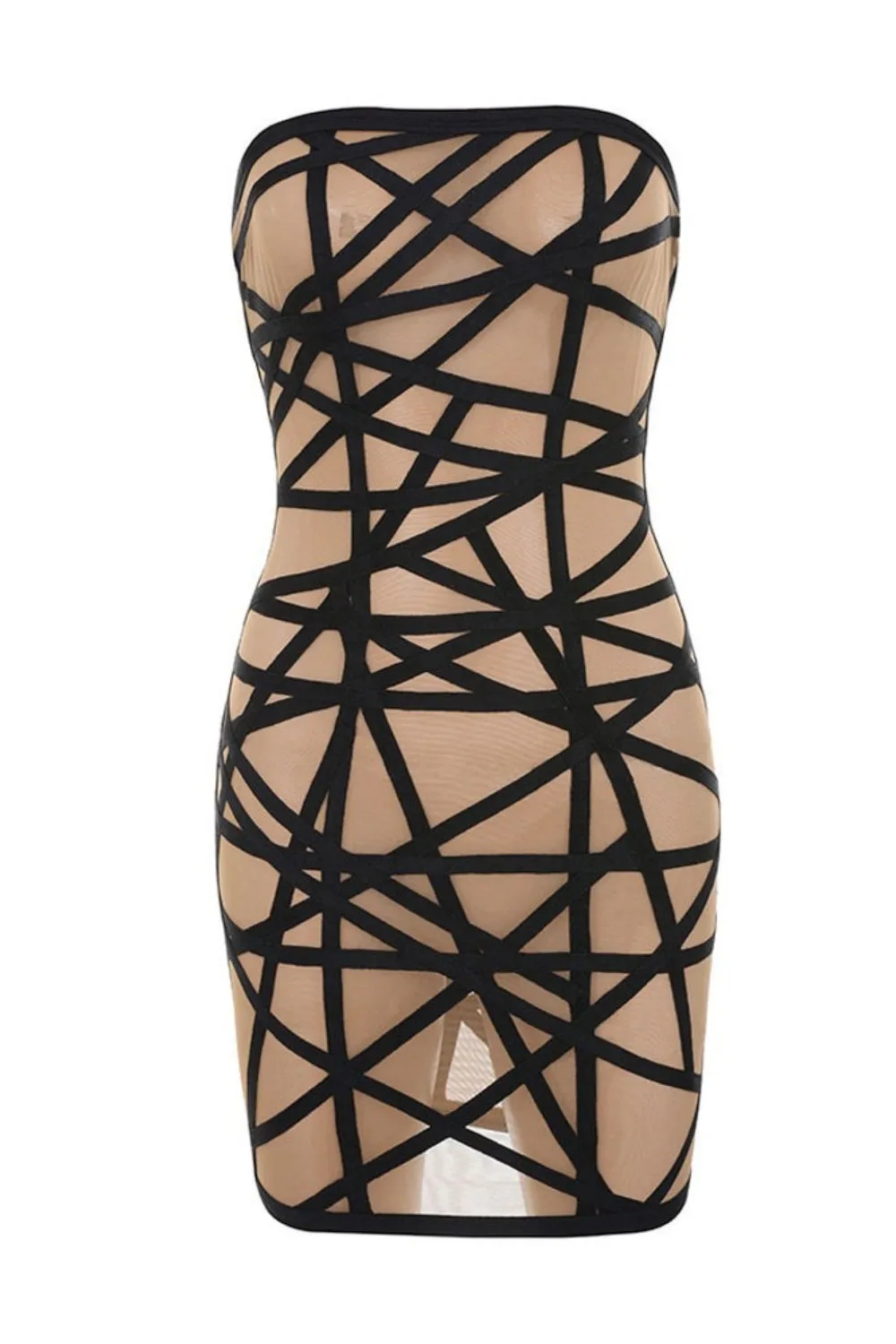 BerryBetty - Amily Nude Mini Bandage Dress