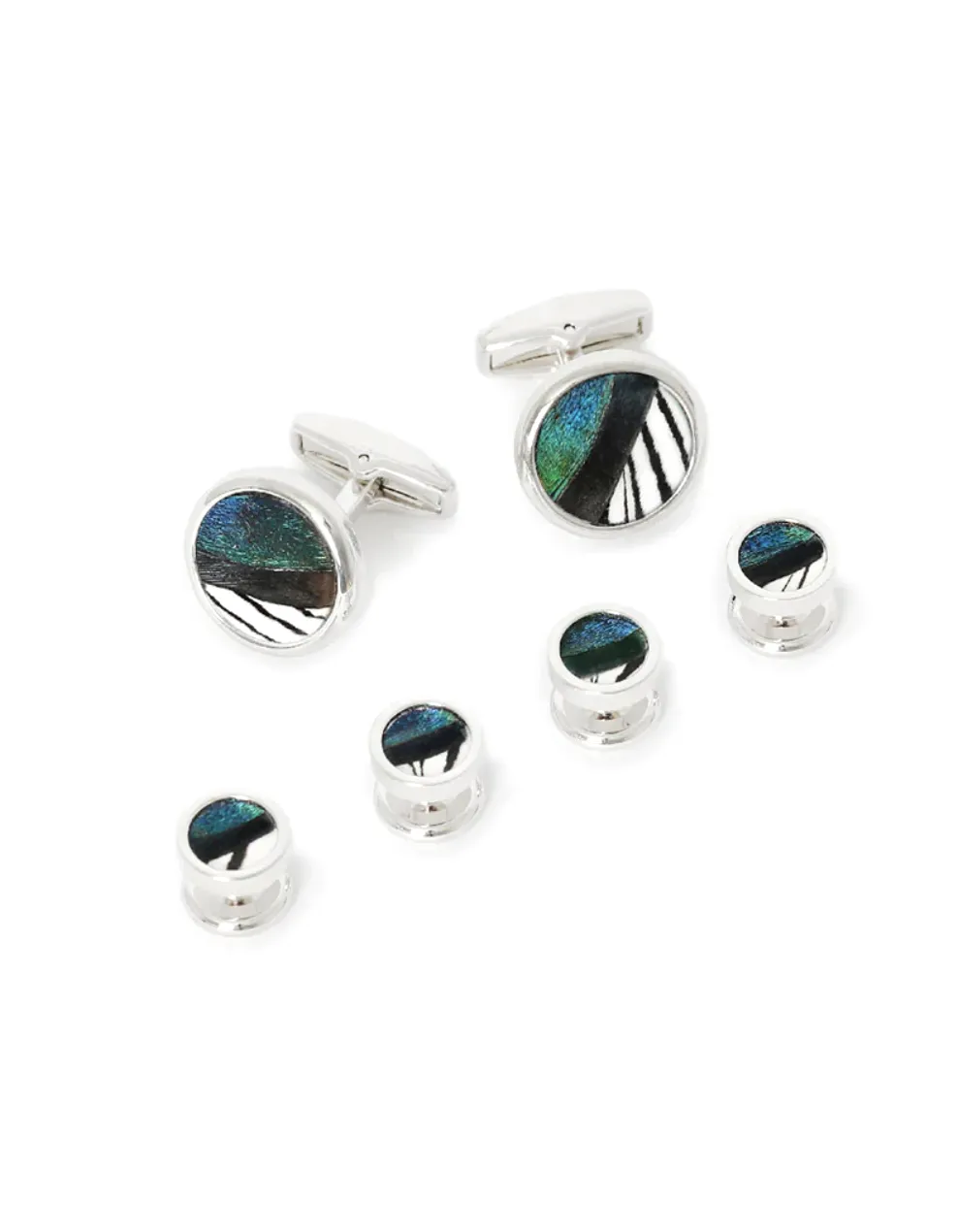 Blackbeard Cufflink / Stud Set Rhodium