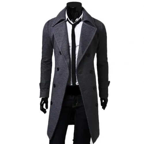 BRADFORD Design Collection Men's Fashion Khaki Brown Premium Quality Long Wool Trench Coat Jacket