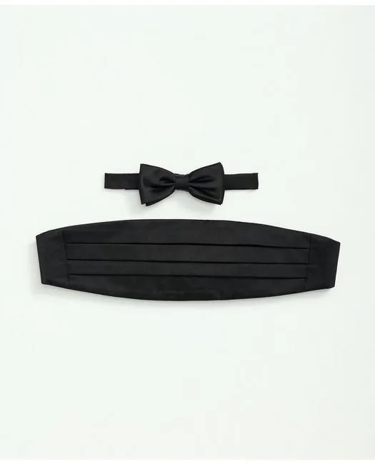 Brooks Brothers Boys Silk Bow Tie and Cummerbund Boxed Set Black