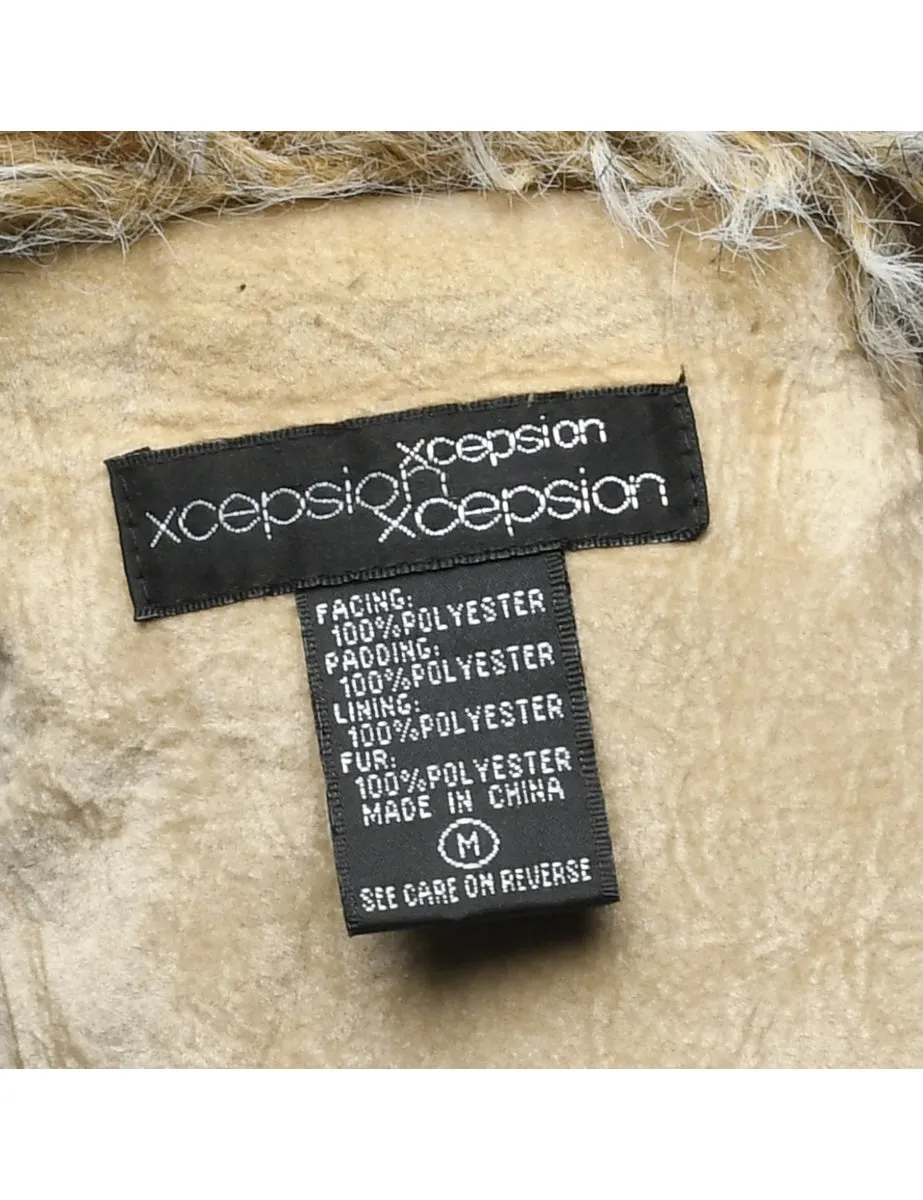 Brown Fur Collar Y2K Coat - M