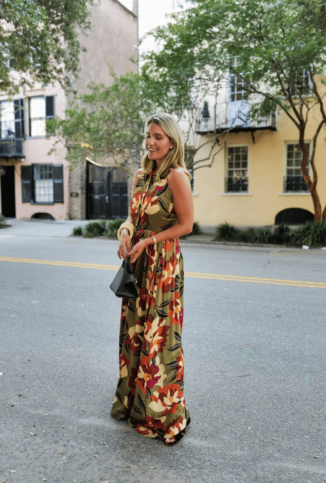 Buru x Megan Stokes Sleeveless Shirtdress - Olive Floral