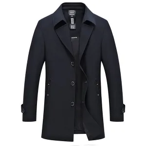 Business Casual Trench Coat Single Breasted Jacket for Men