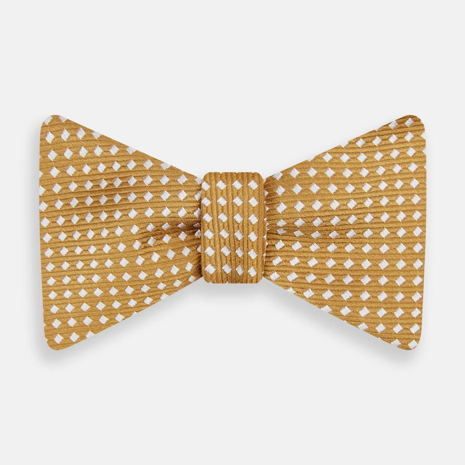 Camel and White Diamond Silk Bow Tie