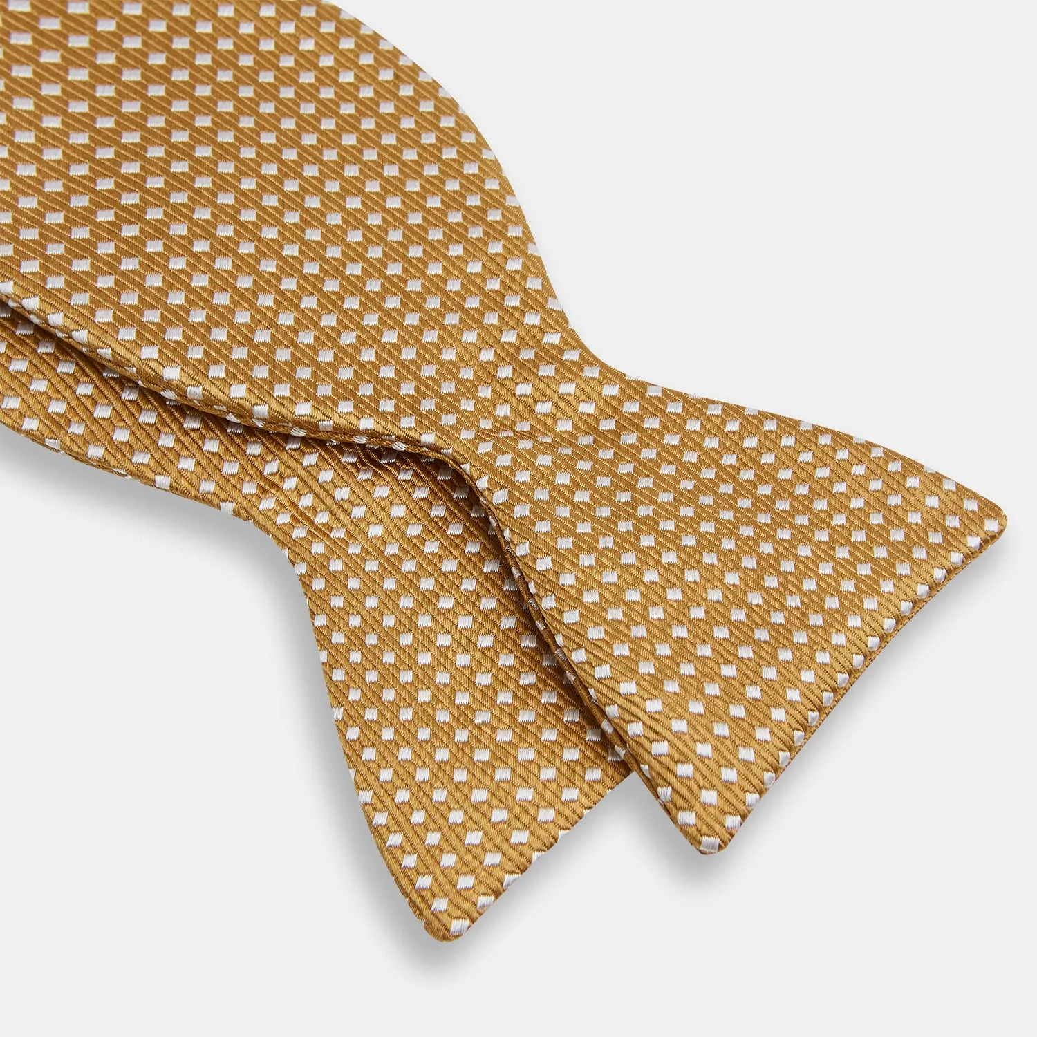 Camel and White Diamond Silk Bow Tie