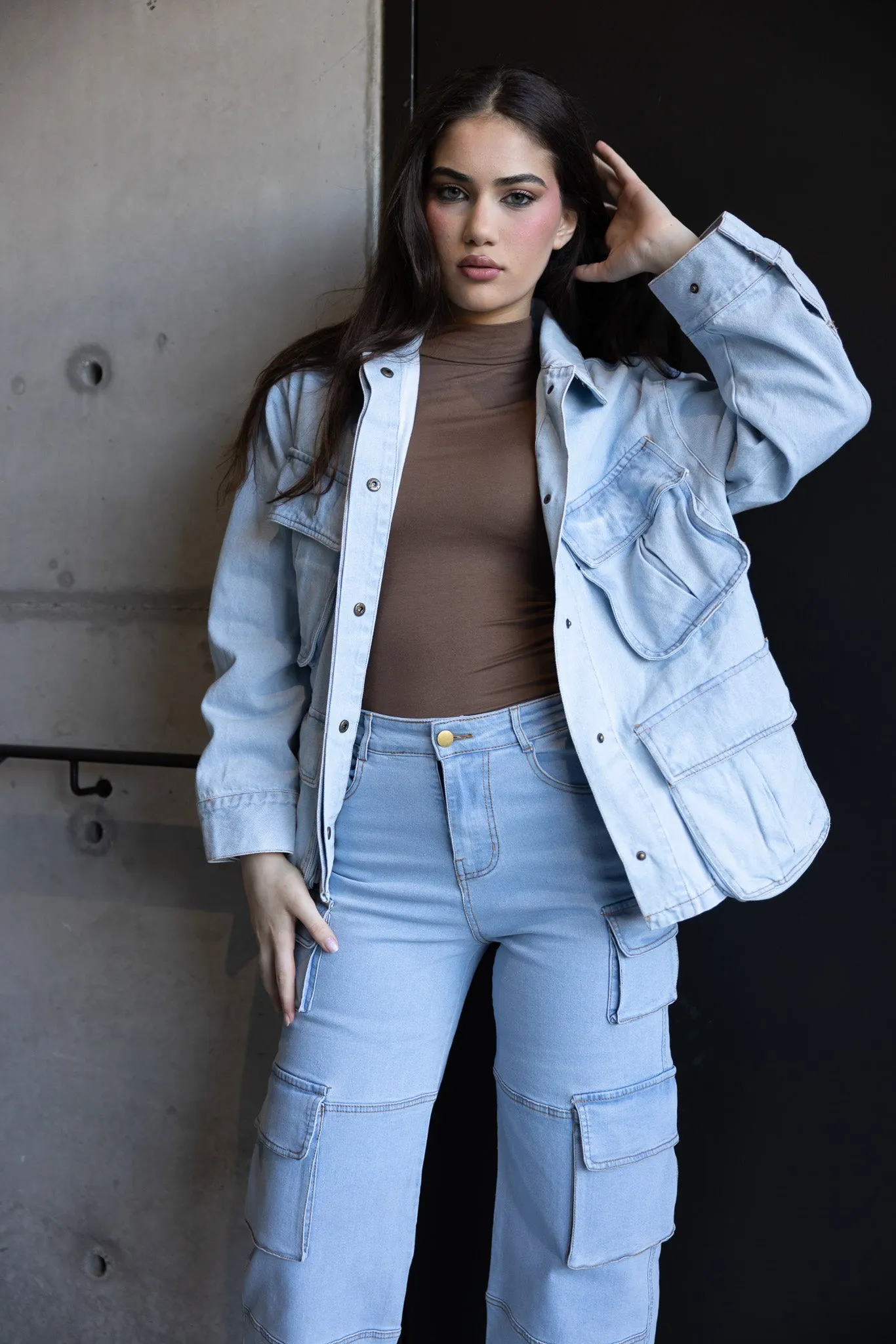 Cargo Denim Boyfriend Jacket