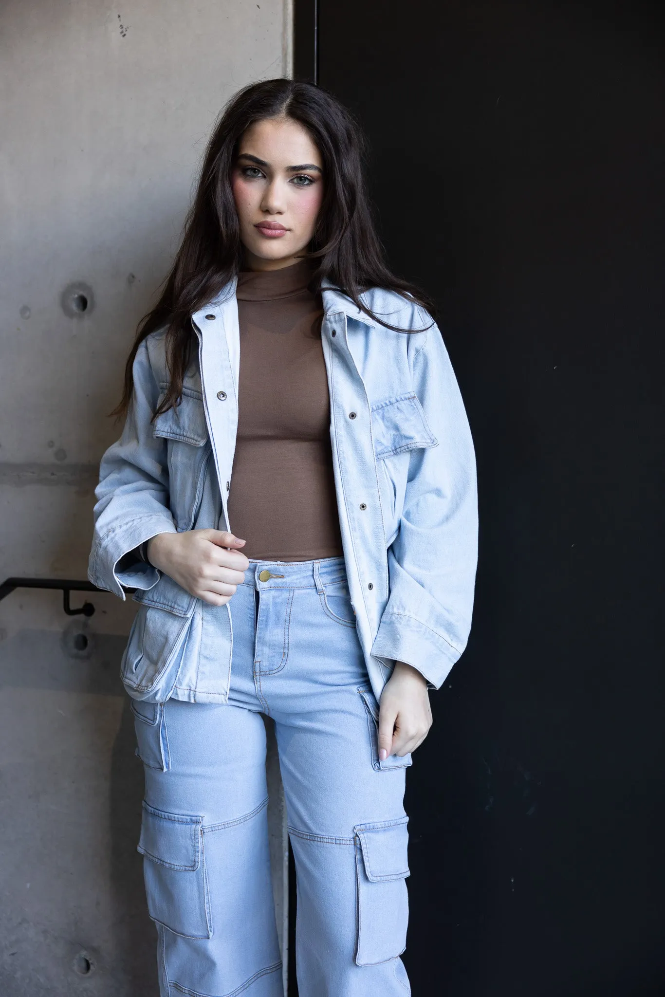 Cargo Denim Boyfriend Jacket