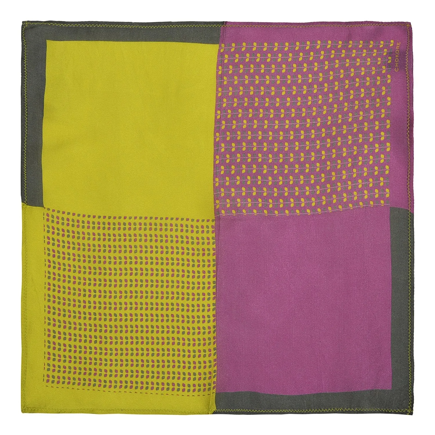 Chokore 2-in-1 Yellow & Purple Pocket Square - Indian At Heart line