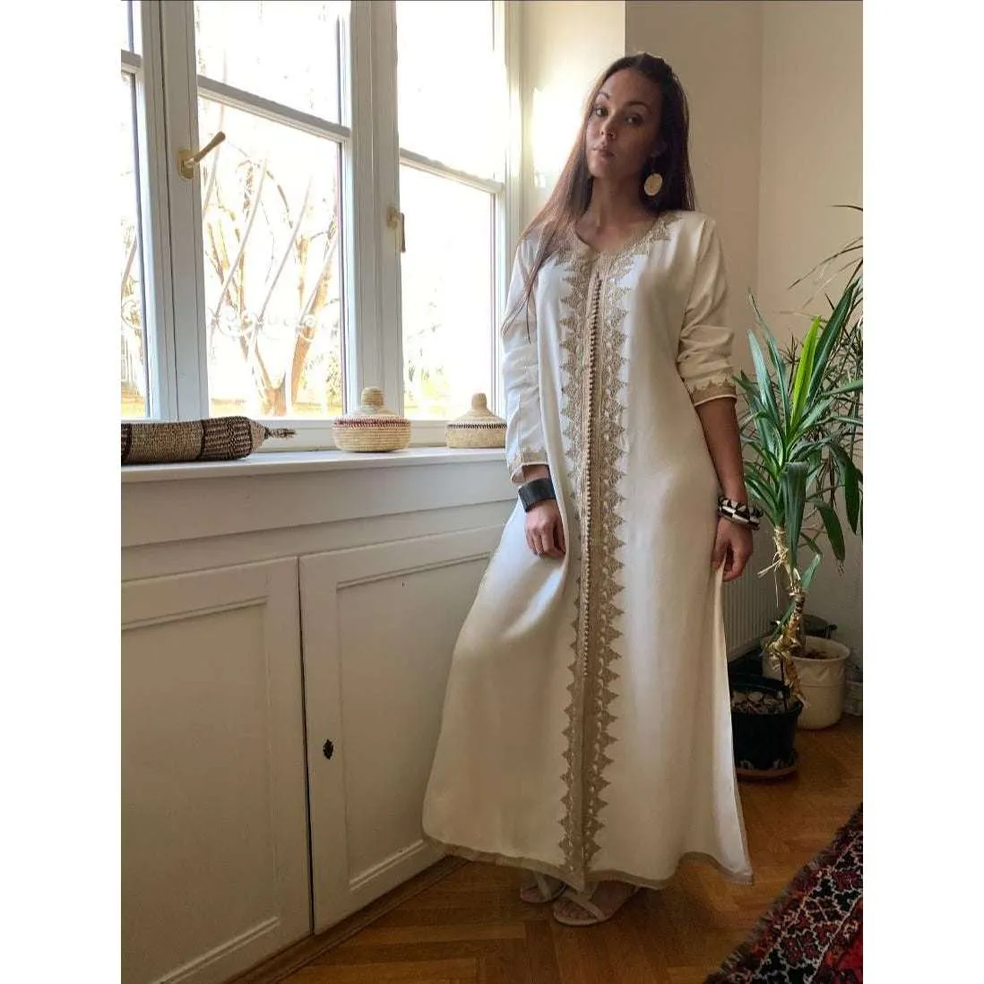 Cream Karima Kaftan Caftan-Moroccan Kaftan