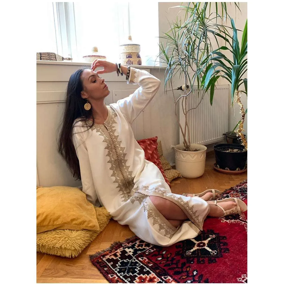 Cream Karima Kaftan Caftan-Moroccan Kaftan