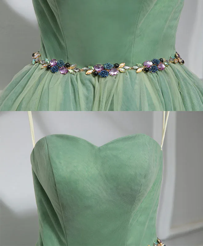 Cute Sweet Neck Short Prom Dress, Green Homecoming Dresses