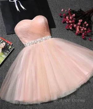 Cute Sweetheart Neck Backless Pink Short Prom Dresses Backless Pink Homecoming Dresses Pink Formal Evening Graduation Dresses