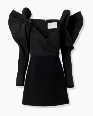 Dramatic Bow Sleeve Wrap Mini Dress