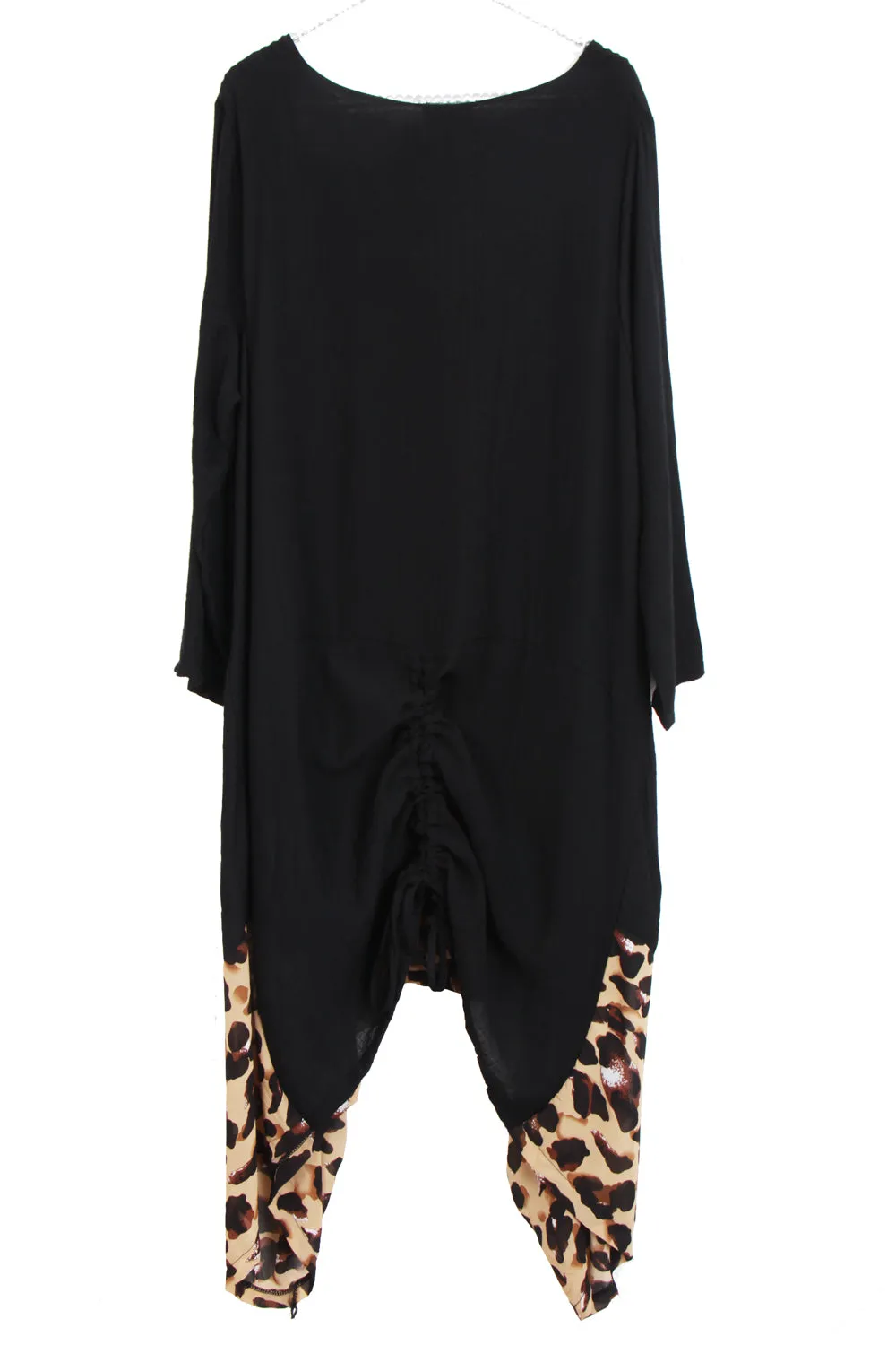 Drape Floaty Leopard Print Border Dress