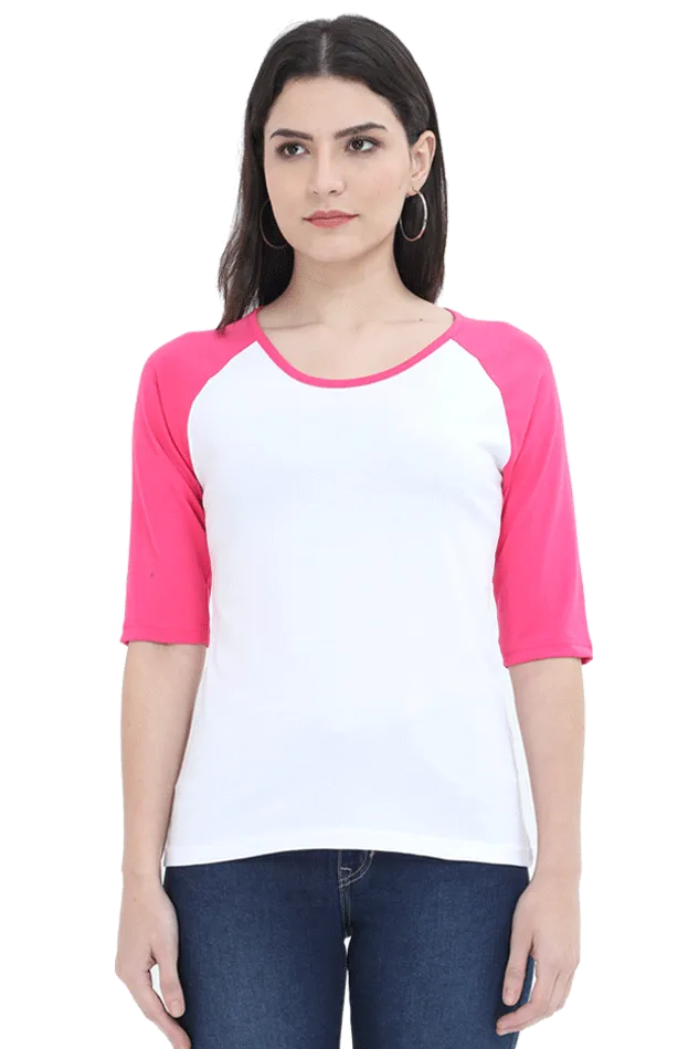 Dual Tone Raglan T Shirt for Women