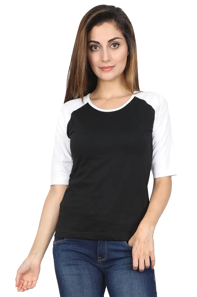 Dual Tone Raglan T Shirt for Women