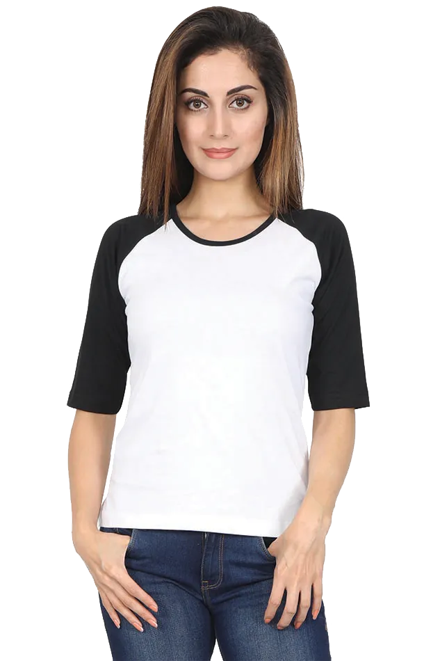 Dual Tone Raglan T Shirt for Women