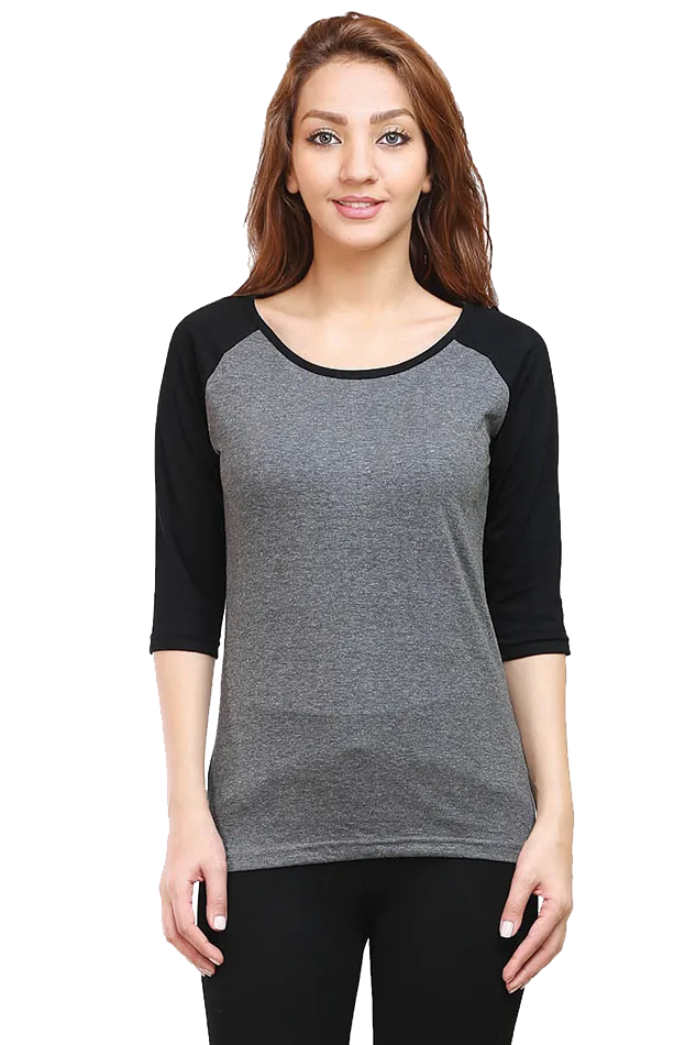 Dual Tone Raglan T Shirt for Women