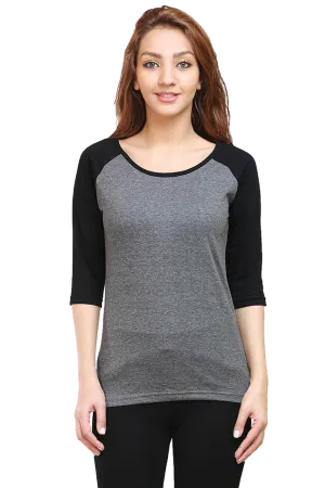 Dual Tone Raglan T Shirt for Women