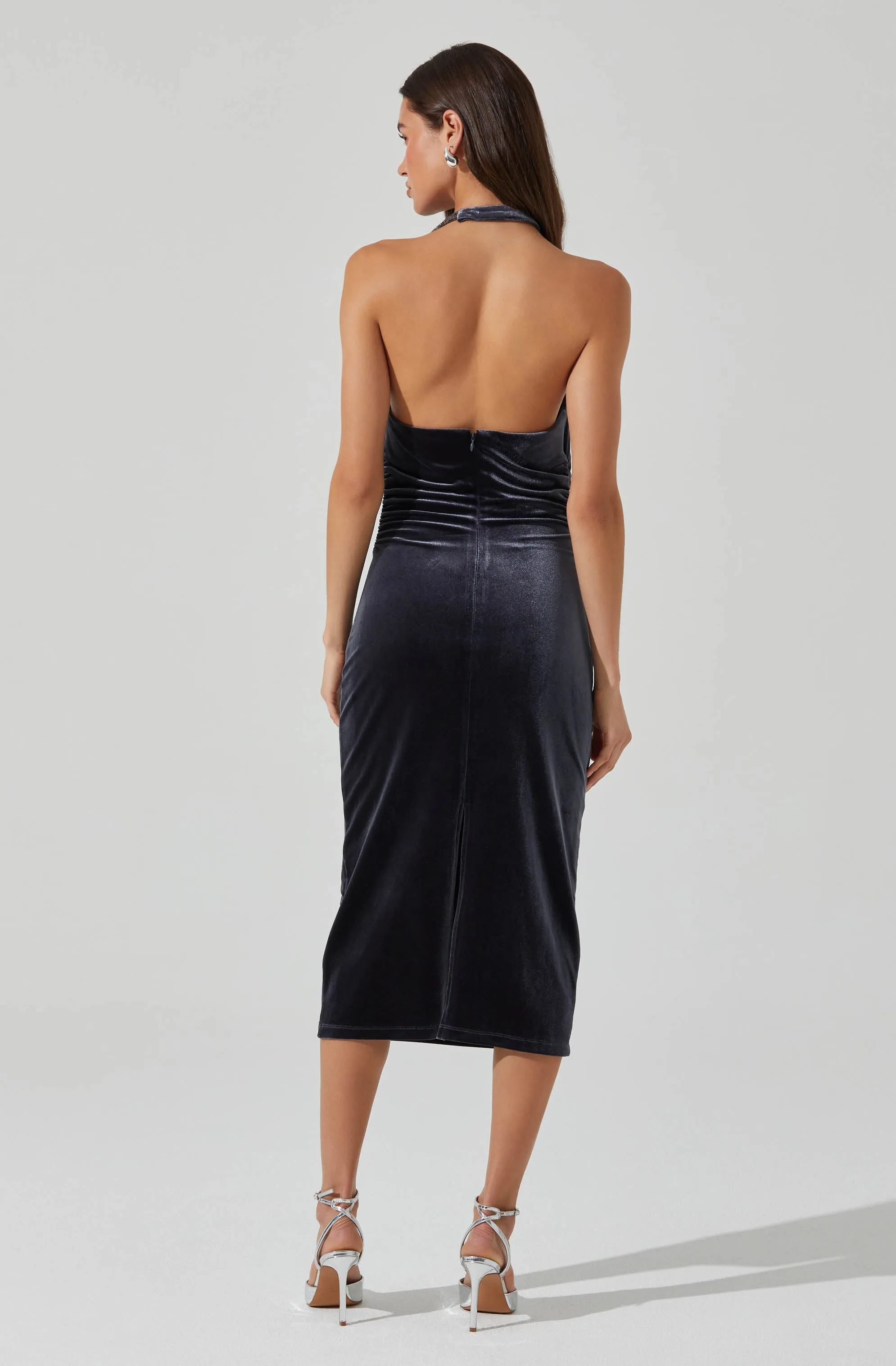 Eugenie Velvet Halter Midi Dress