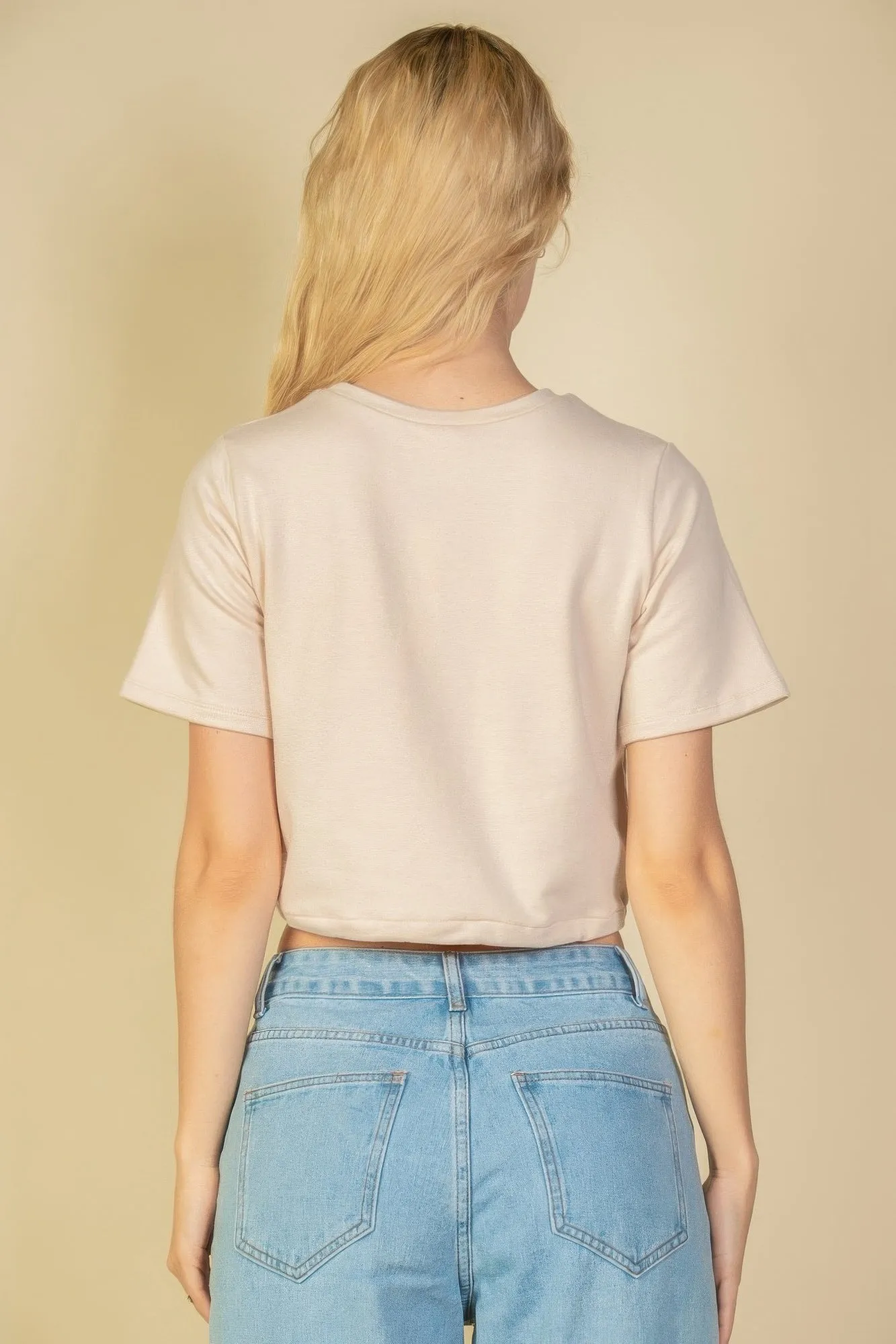 French Terry Toggle Drawstring Crop Top