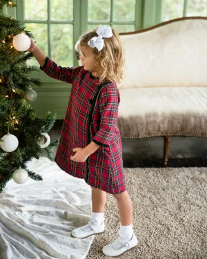 Girl's "Christmas Plaids" A line Button Girl