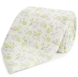 Green Floral Printed Silk Tie