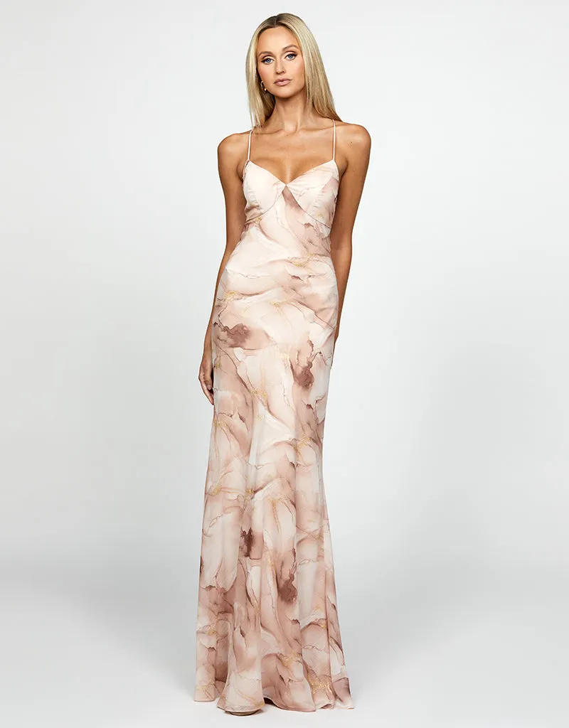 HARLEE PLUNGING CHIFFON GOWN BL69D17L