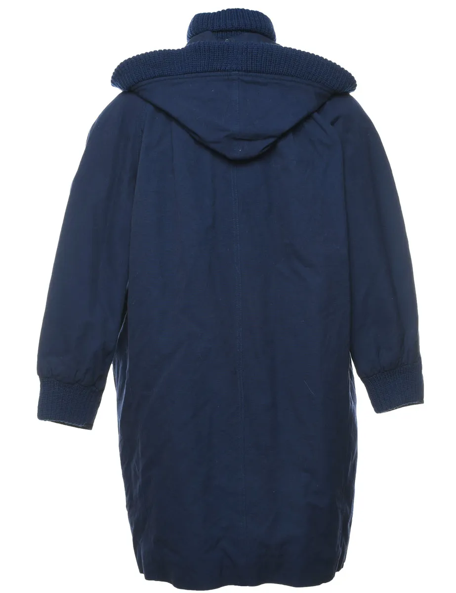 Hooded Navy Coat - L