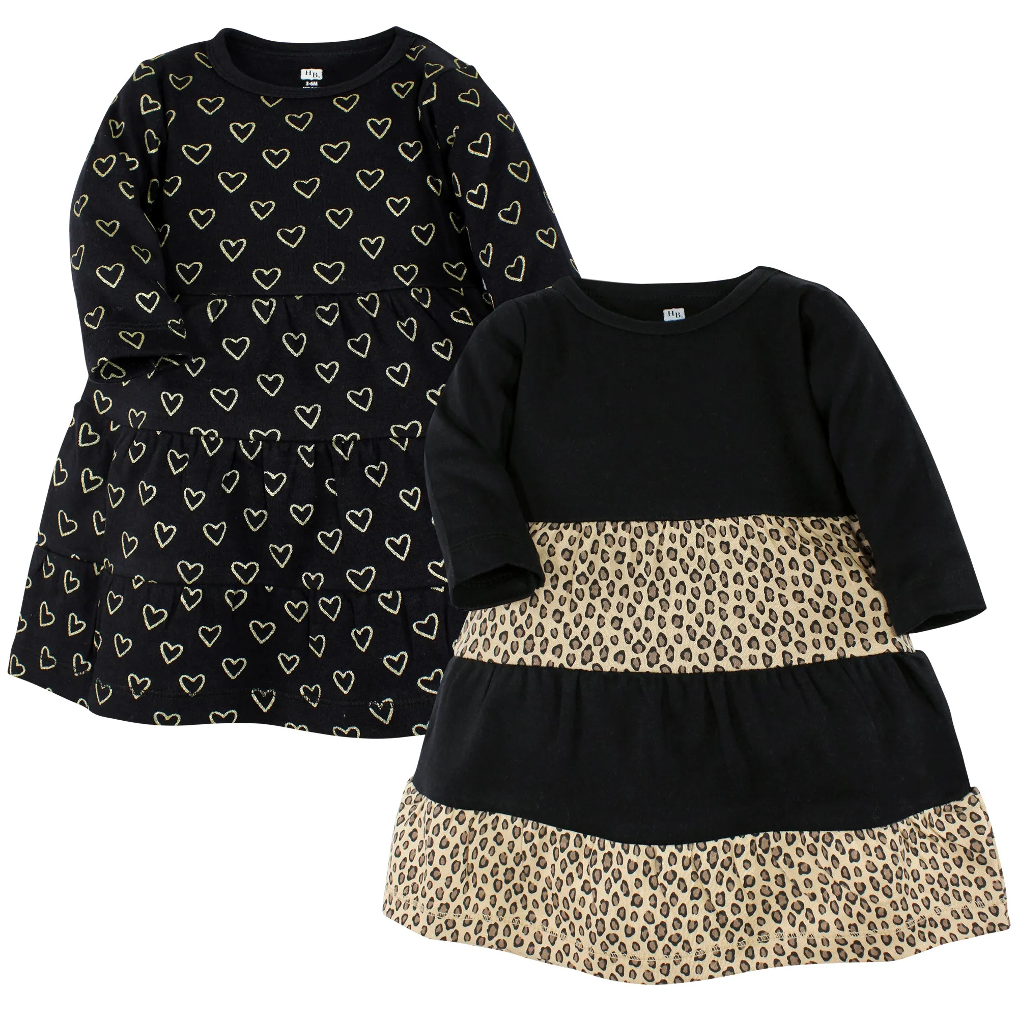 Hudson Baby Cotton Dresses, Leopard Gold Heart