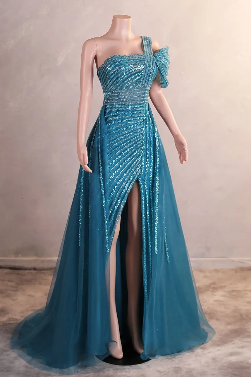 Hunter Green Off Shoulder Mermaid Prom Dresses Luxurious Silver Bead Trumpet Formal Dresses