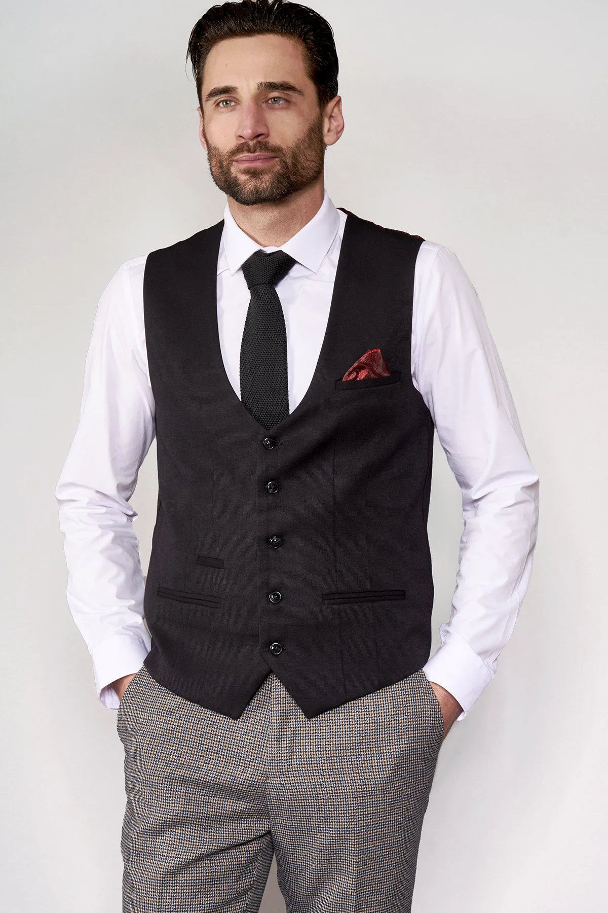 KELLY - Black Single Breasted Waistcoat