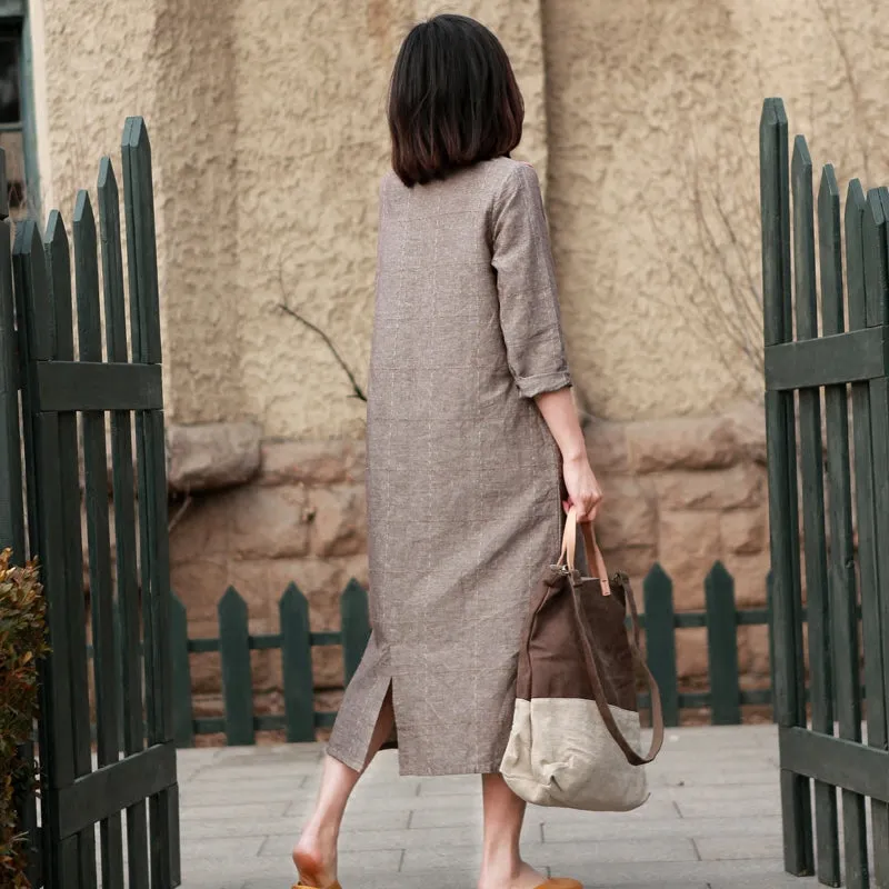 Khaki Women Dresses Casual Summer Women Dresses Long Women Dresses MDYP9752