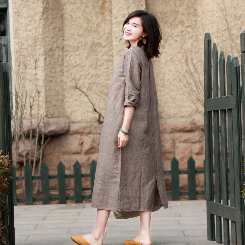 Khaki Women Dresses Casual Summer Women Dresses Long Women Dresses MDYP9752