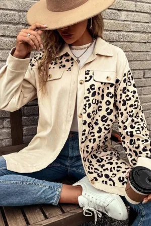 Leopard Print Single-breasted Mid-length Shirt Jacket