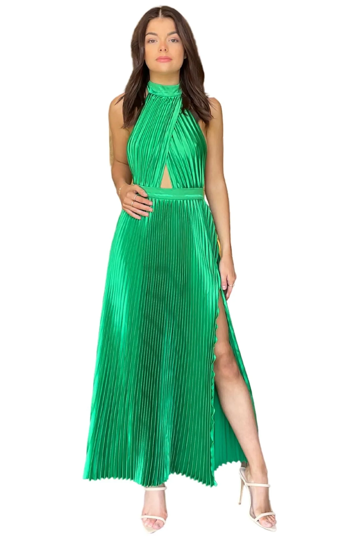 L'IDEE Renaissance Split Gown (Bright Green) - RRP $359