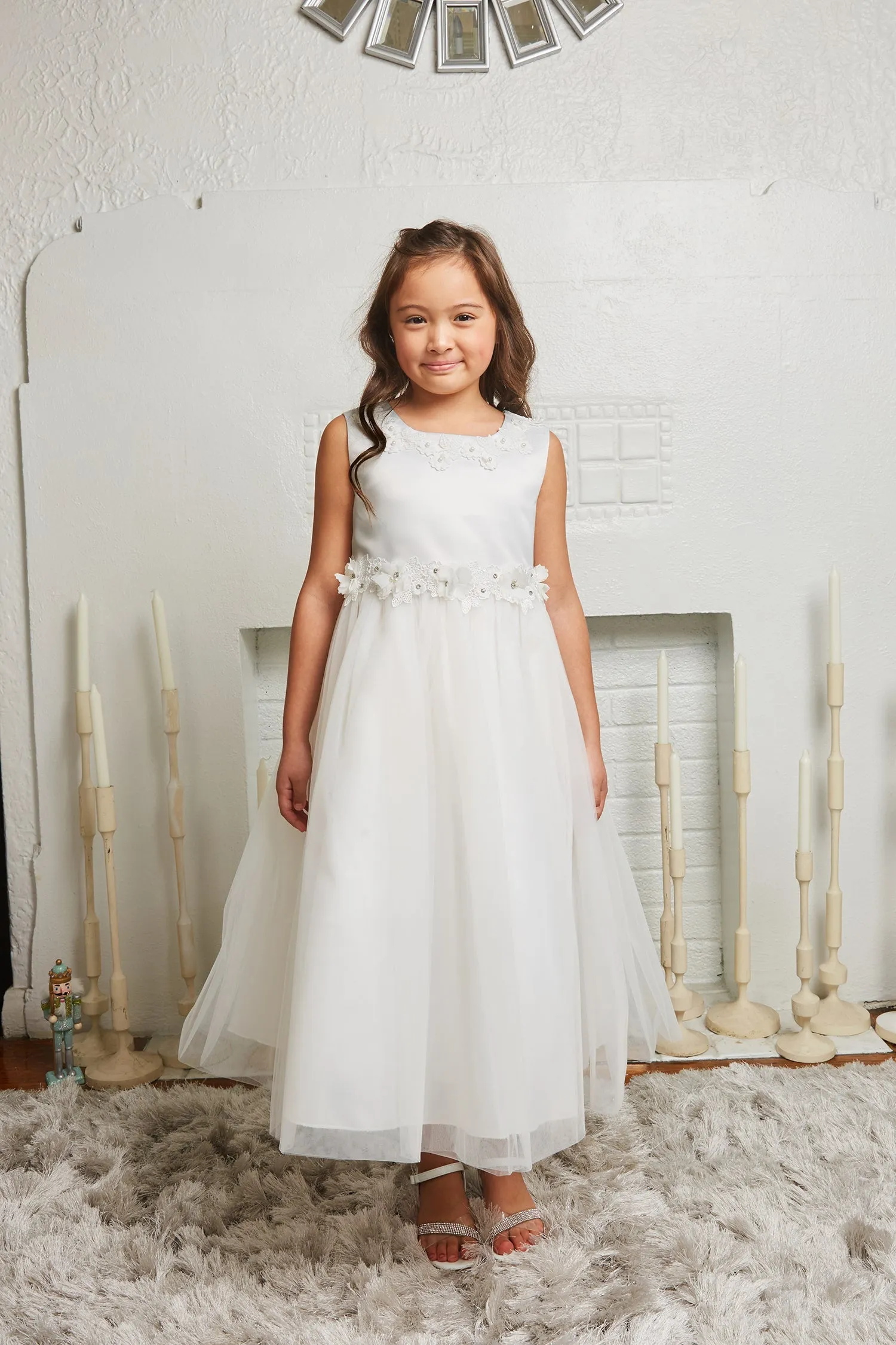 Luxurious Princess Ballgown Dress with Floral Trim and Plus Sizes