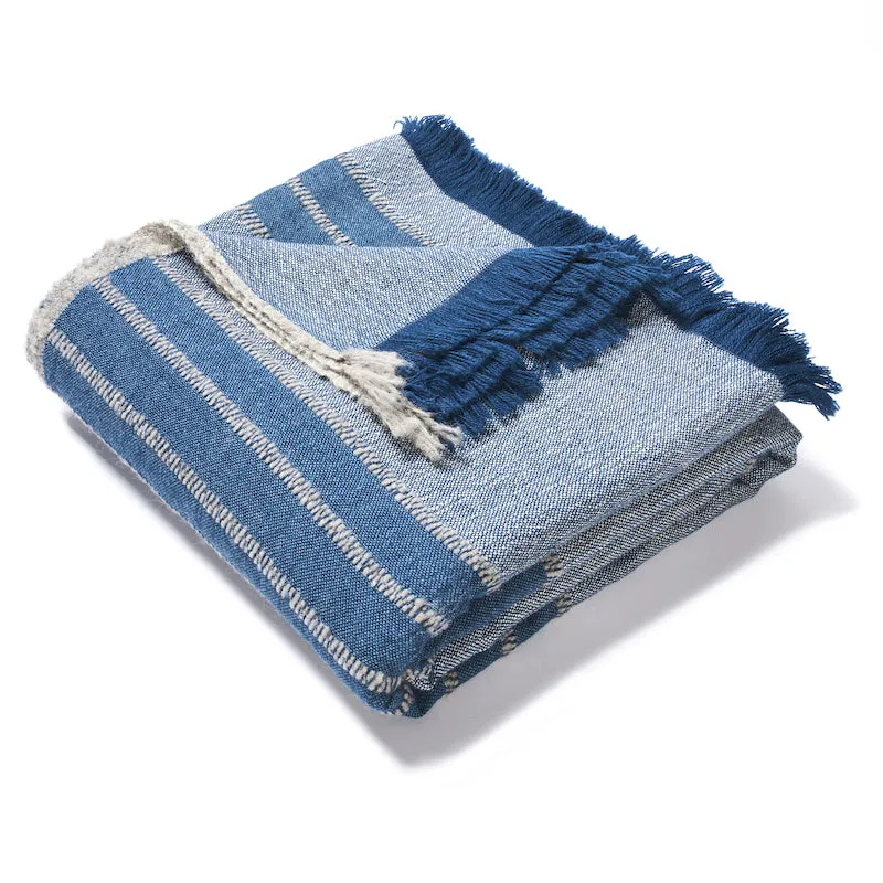 Manta in Blue Alpaca Bedcover and Throw