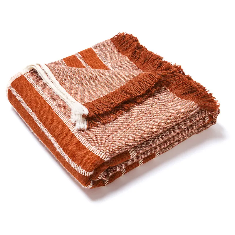 Manta in Orange Alpaca Bedcover and Throw