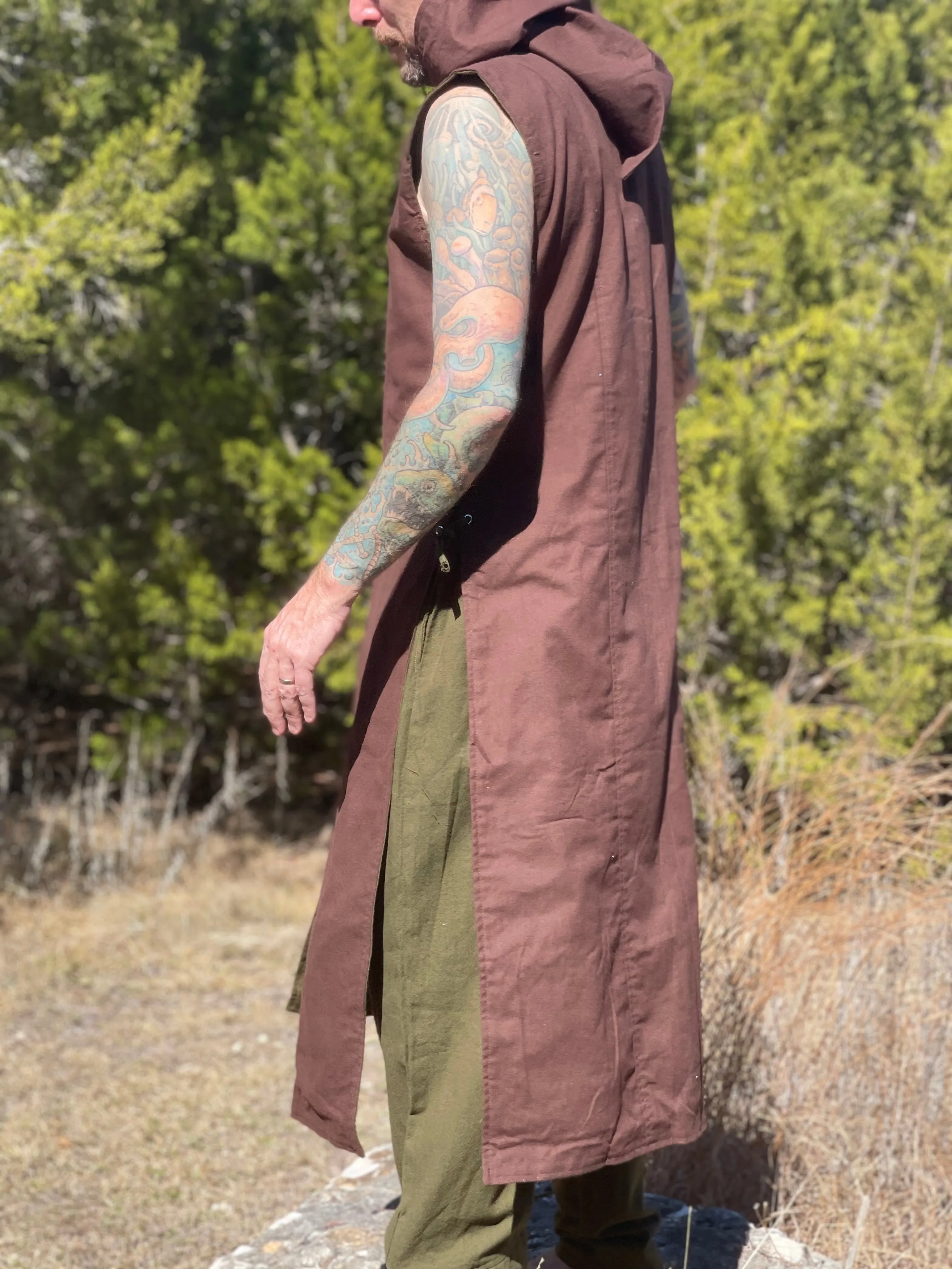 'Medieval Duster' Renaissance Festival Costume Long  - Brown/Green