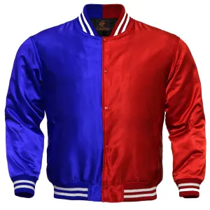 Mens Letterman Jacket Royal Blue Red Satin Jacket Team Varsity Jackets