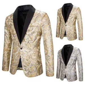 Mens Paisley Floral Tuxedo Blazer