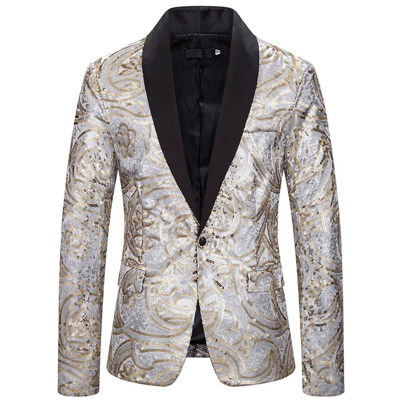 Mens Paisley Floral Tuxedo Blazer