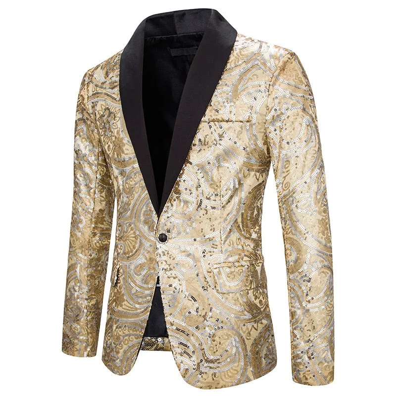 Mens Paisley Floral Tuxedo Blazer