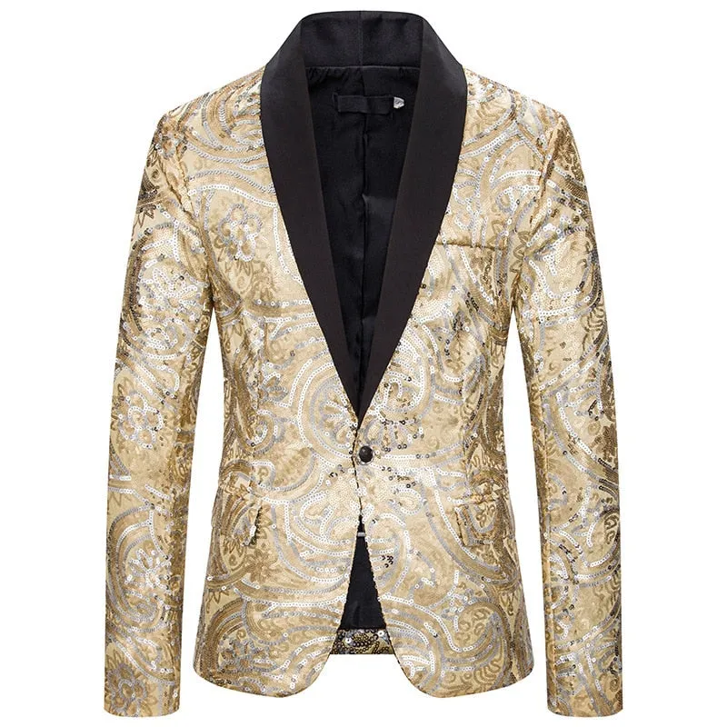 Mens Paisley Floral Tuxedo Blazer