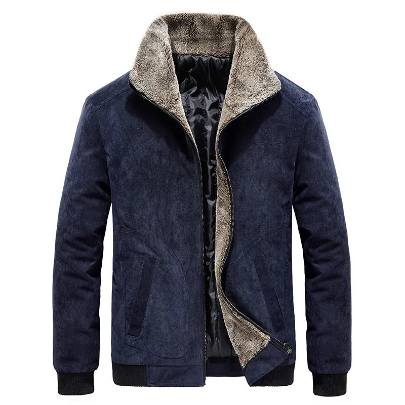 Men's Winter Corduroy Jacket With Fur Collar